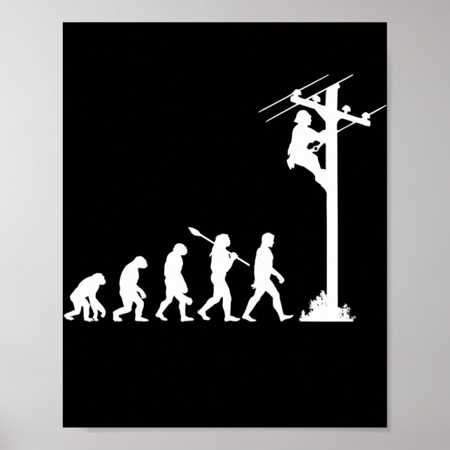 Leitungsmonteur Evolution Elektriker Leitungsmonte Poster (Vorne)
