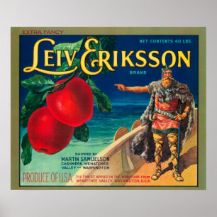 Leiv Eriksson Apple beschriften - Kaschmir, WA Poster