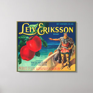 Leiv Eriksson Apple Label - Cashmere, WA Leinwanddruck