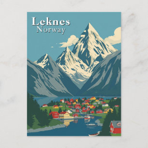 Leknes, Norwegen Mountain Art Postkarte