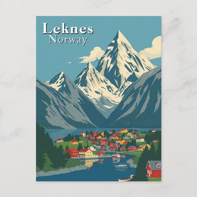 Leknes, Norwegen Postkarte (Vorderseite)