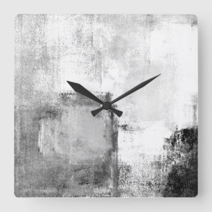 "Lektions-" abstrakte Kunst-Schwarzweiss-Uhr Quadratische Wanduhr