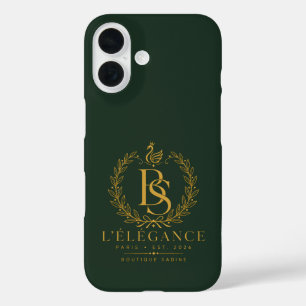 L'Élégance Gold Heritage Laurel Monogram Forest Gr iPhone 16 Hülle