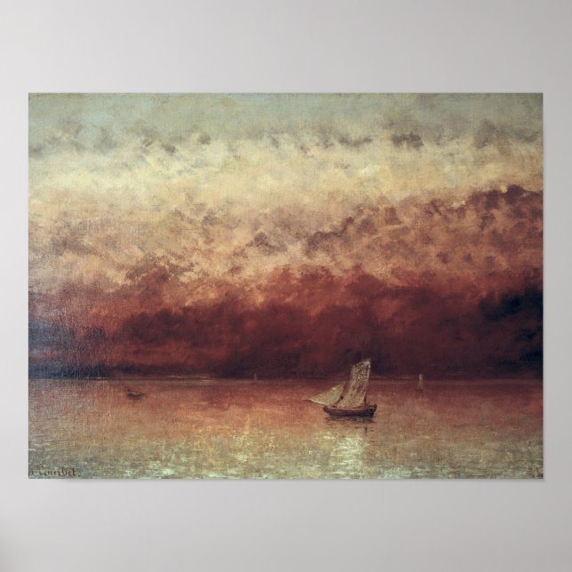 Leman Lake with Setting Sun, c.1876 Poster (Vorne)