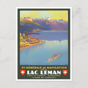 Lemansee Schweiz Vintage Reise Postkarte