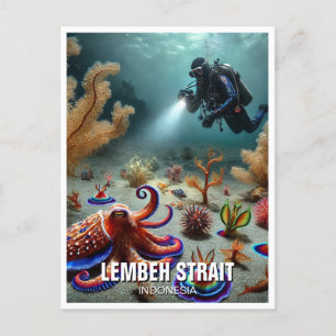Lembeh Strait Indonesia Scuba Diver Postkarte