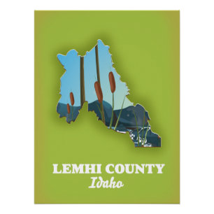 Lemhi Landkreis, Idaho Karte Poster
