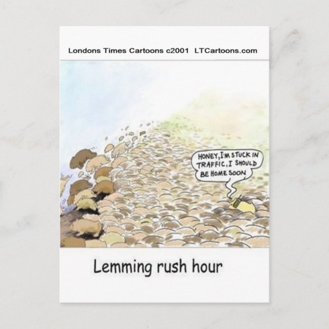 Lemmings Rush Hour Funny Postkarte (Vorderseite)