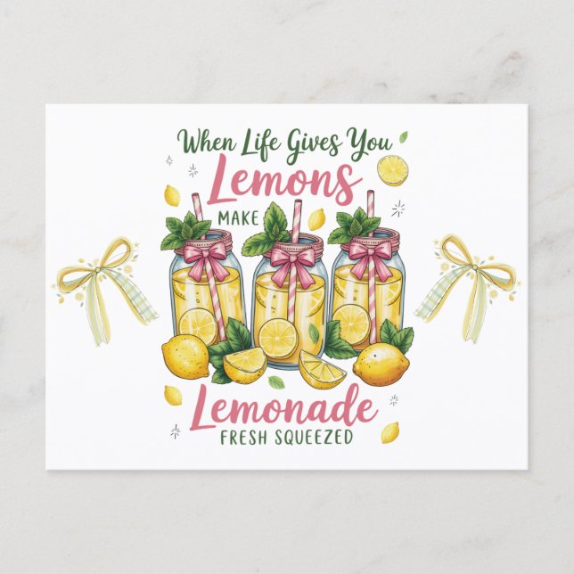 Lemmon Quotes Lemon Juice Watercolor Postkarte (Vorderseite)
