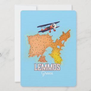 Lemmos Griechische Karte Illustriertes Reiseplakat