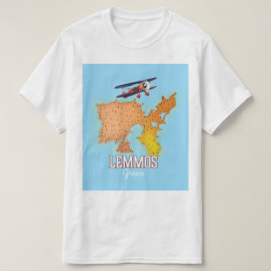 Lemmos Griechische Karte Illustriertes Reiseplakat T-Shirt