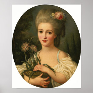 Lemoine - Portrait eines Mädchens mit einem Blume- Poster