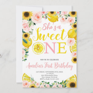 Lemon 1. Geburtstag, Citrus Party Girl 1. Geburtst Einladung