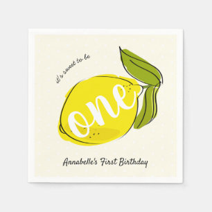 Lemon 1. Geburtstag hellgelbes Papier Serviette