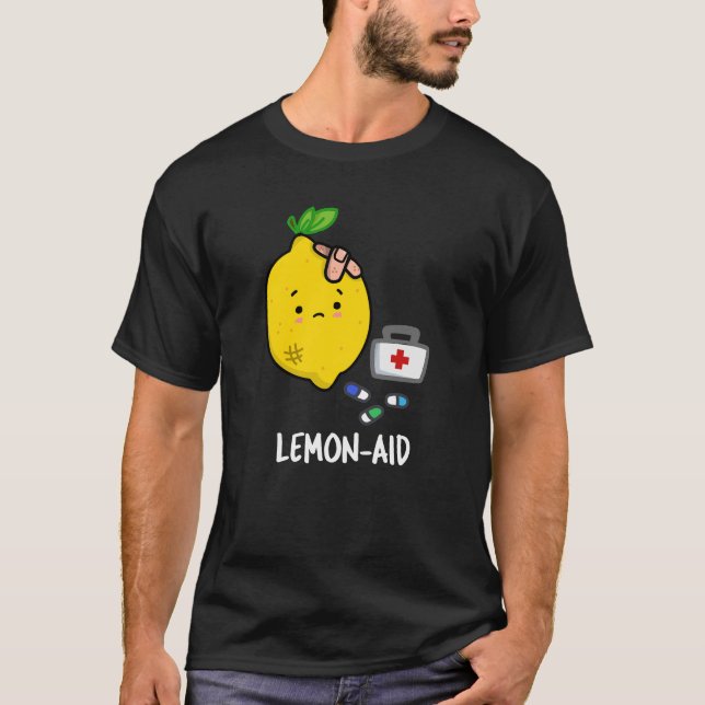 Lemon aid Funny First Aid Lemon Pun Dark BG T-Shirt (Vorderseite)