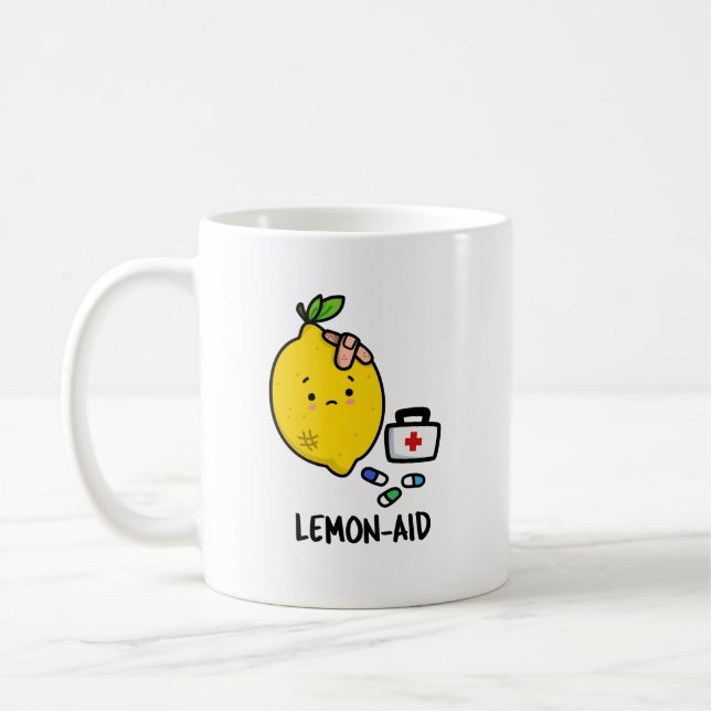 Lemon aid Funny First Aid Lemon Pun Kaffeetasse (Links)