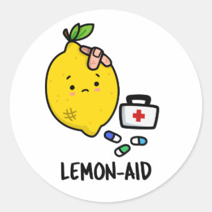 Lemon aid Funny First Aid Lemon Pun Runder Aufkleber