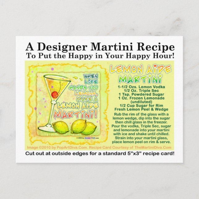 Lemon Aide Martini Rezept Postkarte (Vorderseite)