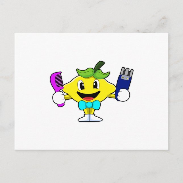Lemon als Friseur mit Comb & Razor Postkarte (Vorderseite)