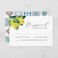 Lemon Amalfi Tile Brautparty RSVP Card
