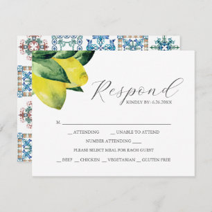 Lemon Amalfi Tile RSVP Cards mit Wahlmöglichkeit