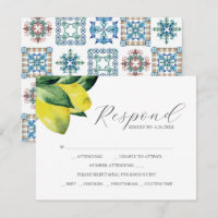 Lemon Amalfi Tile RSVP Cards mit Wahlmöglichkeit