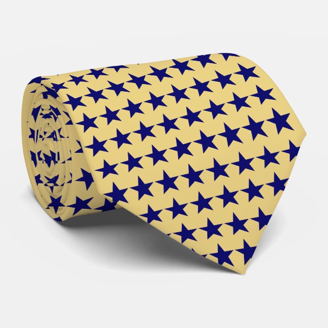 Lemon and Azure Stars Pattern Krawatte (Gerollt)
