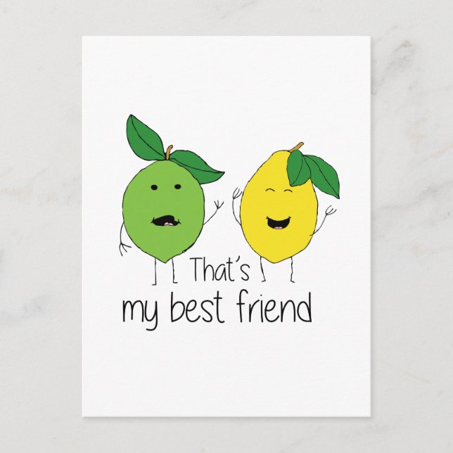 Lemon and Limon Best Friends BESTE FREUNDIN Postkarte (Vorderseite)