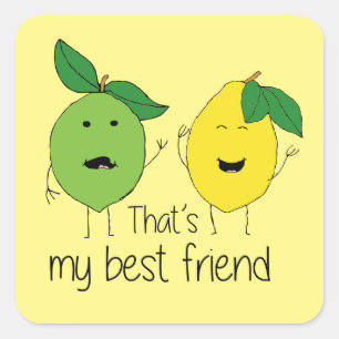Lemon and Limon Best Friends BESTE FREUNDIN Quadratischer Aufkleber
