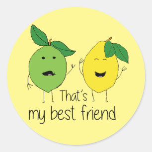 Lemon and Limon Best Friends BESTE FREUNDIN Runder Aufkleber