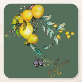 Lemon and Olive Watercolor Untersetzer