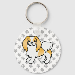 Lemon and White Japanon Cartoon Dog & Paws Schlüsselanhänger