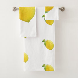 Lemon Aquarellmalerei Badhandtuch Set