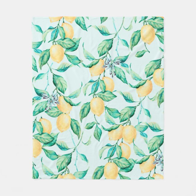 Lemon Aquarellmuster Fleecedecke (Vorderseite)