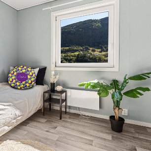 Lemon Aquarellmuster lila Rundes Kissen