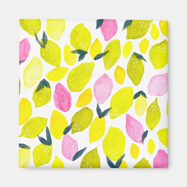 Lemon-Aquarellmuster Magnet (Vorne)