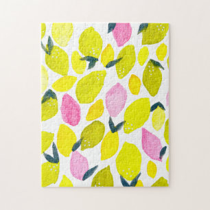 Lemon-Aquarellmuster Puzzle