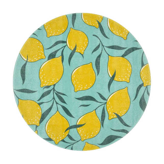 Lemon Art Fashion Abstrakt Nahtlos Schneidebrett (Vorderseite)