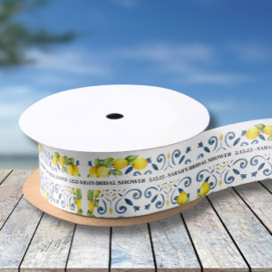 Lemon auf Blue Tiles Brautparty Satinband