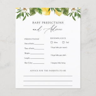 Lemon Baby Advice and Predictions Card