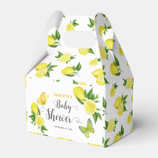 Lemon Baby Dusche Niedlich Citrus Botanical Custom Geschenkschachtel (Vorderseite)