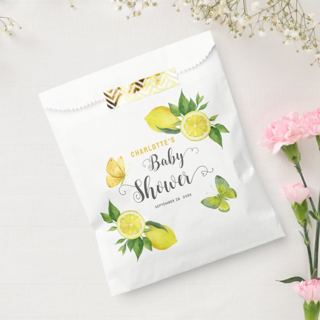 Lemon Baby Dusche Niedlich Citrus Personalisiertes Geschenktütchen (Versiegelt)