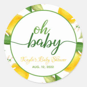 Lemon Baby Dusche Round Sticker - Oh Baby - Custom