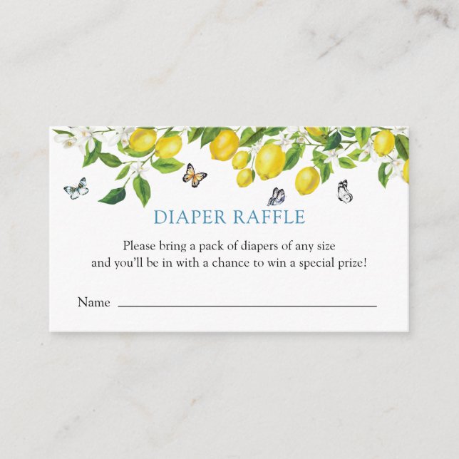 Lemon Baby Duwer Diaper Raffle Begleitkarte (Vorderseite)