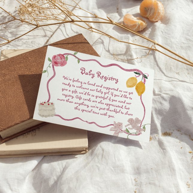 Lemon Baby Girl Registrierungsdetails Begleitkarte (Lemon Baby Girl Gift Registry Enclosure Card)