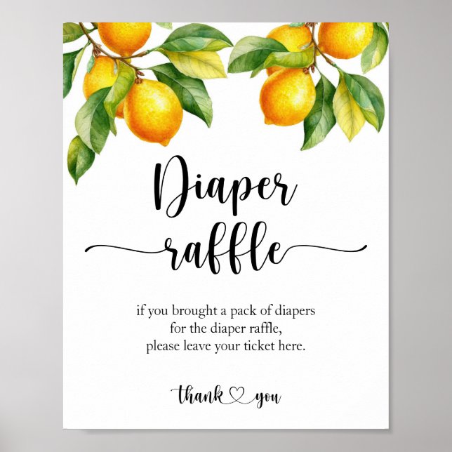 Lemon Baby Showdiaper Raffle-Zeichen Poster (Vorne)