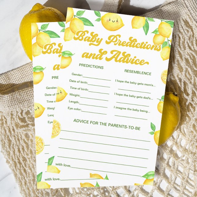 Lemon Baby Shower Baby Vorhersagen und Advice Game (Von Creator hochgeladen)