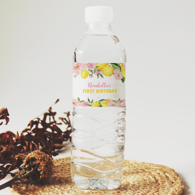 Lemon Baby Shower Birthday Water Bottle Label Wasserflaschenetikett (Von Creator hochgeladen)