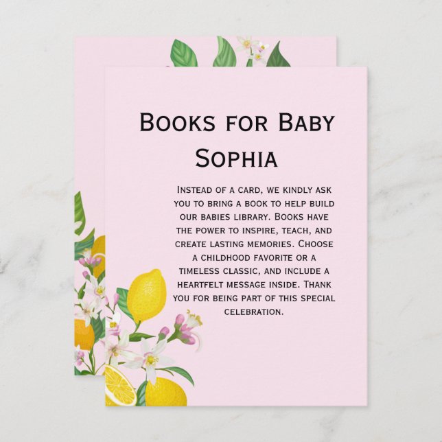 Lemon Baby Shower, Ciao Baby, italienisches Thema Begleitkarte (Vorne/Hinten)