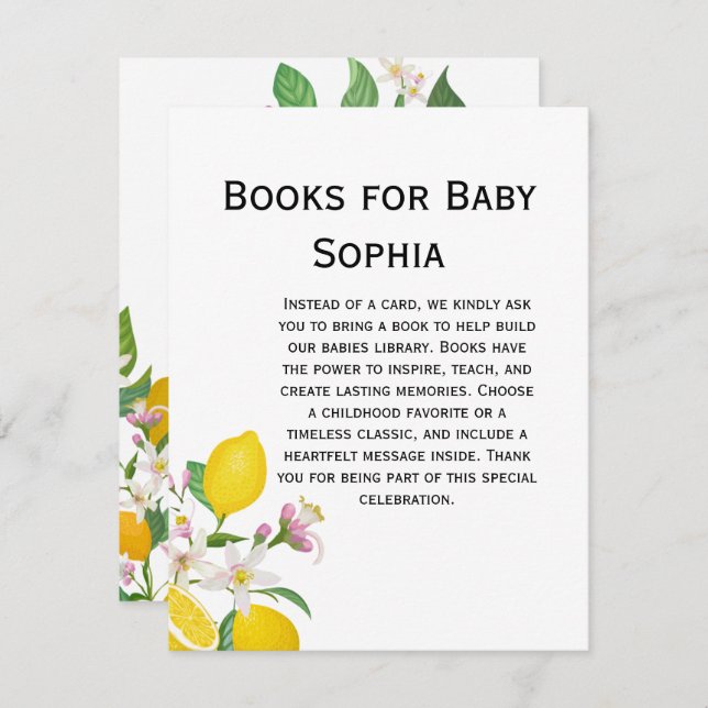 Lemon Baby Shower, Ciao Baby, italienisches Thema Begleitkarte (Vorne/Hinten)